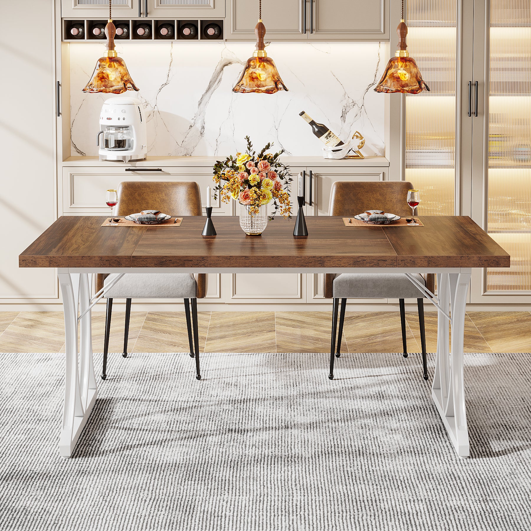 63" Dining Table Farmhous Kitchen Table